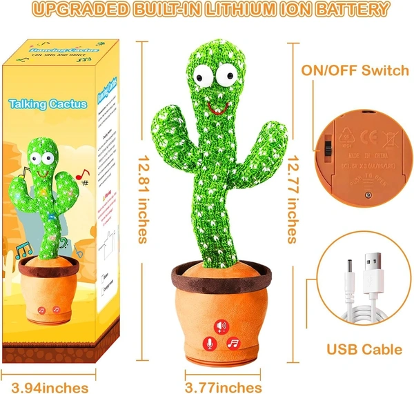 Rechargeable Toys Talking Cactus Baby Toys for Kids Dancing Cactus Toys Can Sing Wriggle & Singing Recording Repeat What You Say Funny