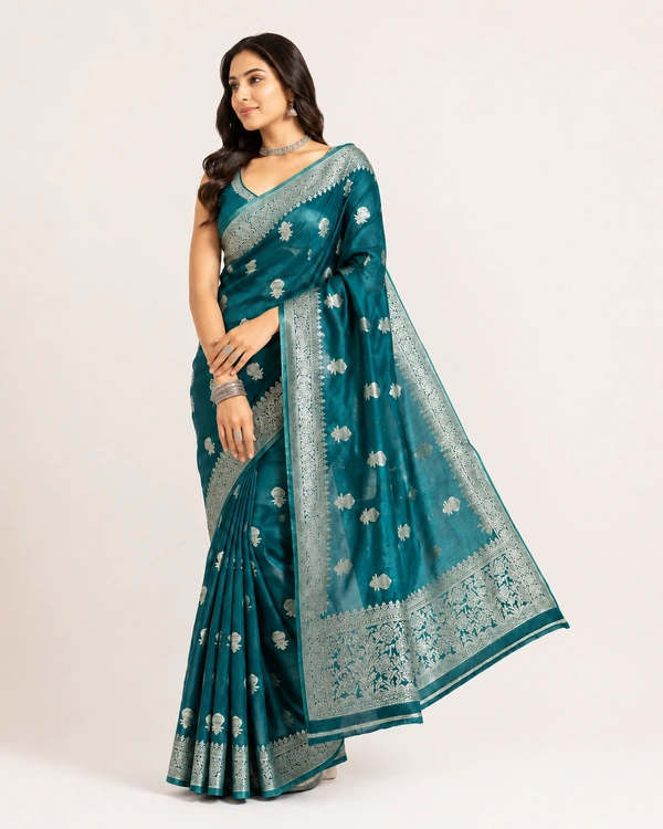 Classic Banarasi Silk Saree with Matching Blouse Piece (Unstitched)