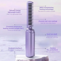 Rechargeable Hair Straightener Brush | Cordless Styling Comb for Women