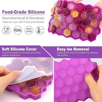 Silicone Hexagon Ice Tray with Lid | Reusable Ice Mold (Colour May Vary)