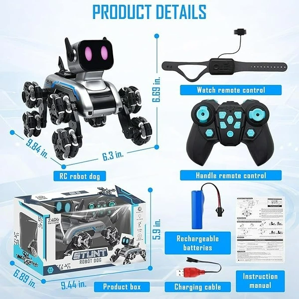 8WD PRO Remote Control Robot Dog RC Car | 8x8 Wheel Drive Gesture Sensor Stunt Car – 2.4GHz Double Sided