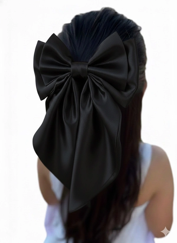 Aslovable Hair Bow Clip Handmade - Black