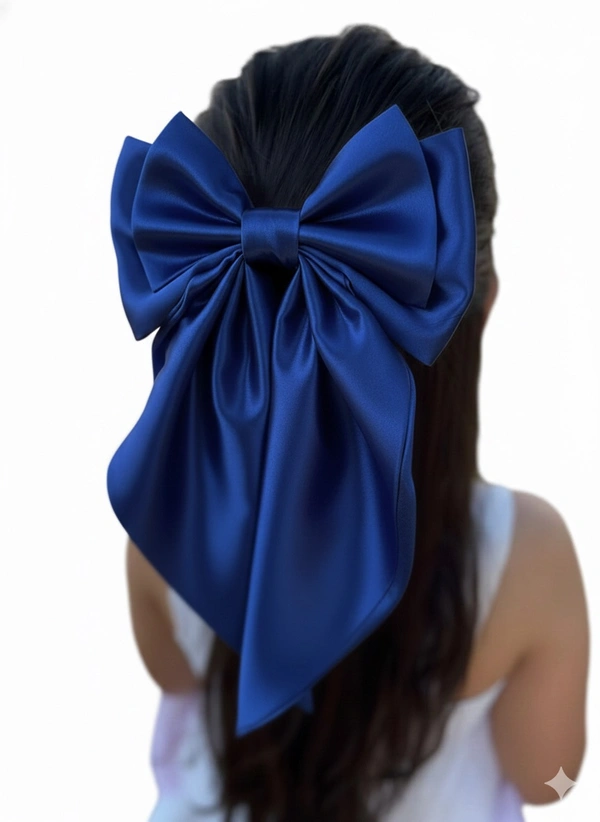 Aslovable Hair Bow Clip Handmade - Dark Blue