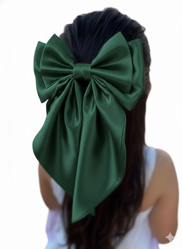 Aslovable Hair Bow Clip Handmade - Dark Green