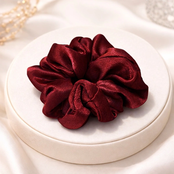 Aslovable Sateen Scrunchies Handmade - Dark Red