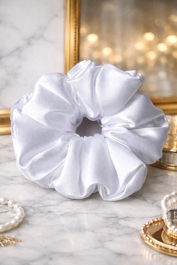 Aslovable Sateen Scrunchies Handmade - white