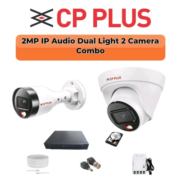 Ocs 3MP Dual Light IP Combo Kit | 4 Port PoE Switch |4-Channel Nvr |500GB HDD - 2-CCTV KIT