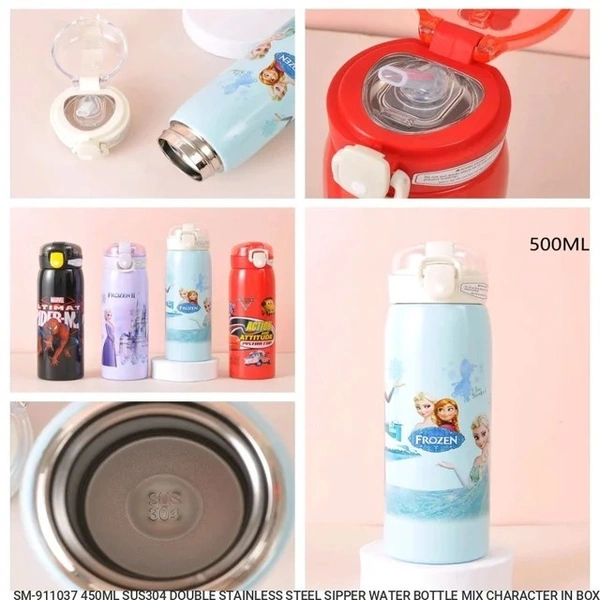 DOUBLE STAINLESS STEEL SIPPER WATER BOTTLE 450ML