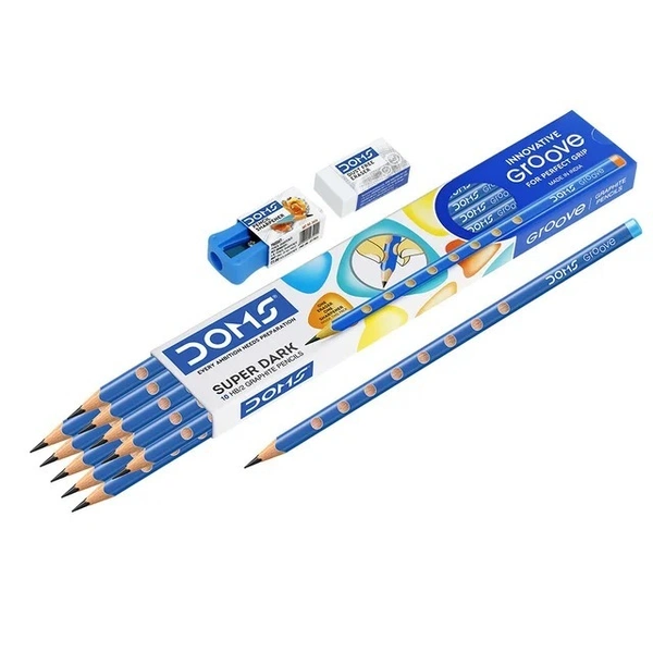 DOMS Groove Pencil 100 Pcs Pack (FREE- 20pc Doms Sharpner 3 MRP)