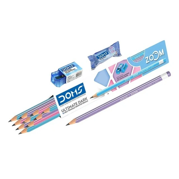 DOMS Zoom Triangle Pencil 100 Pcs Pack (FREE- 20pc Doms Sharpner)