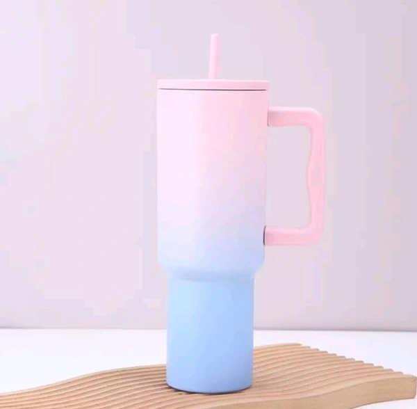 1.2L Stainless Steel Insulated Vacuum Tumbler Double Insulated Tumblers for Hot & Cold Drink with 100% Sipper 1200ml (Pink+Blue)