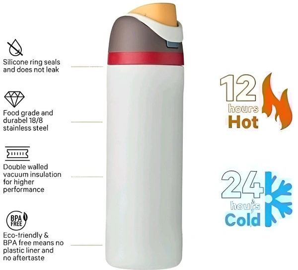 Water Bottle with Portable Lid
Metal Vacuum Insulated... - Brown