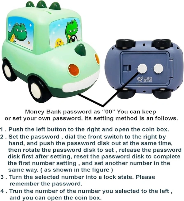 Car Shape Piggy Bank with Password Lock Money Saving
Secure Coin & Cash Bank Money Bank (Light Green)