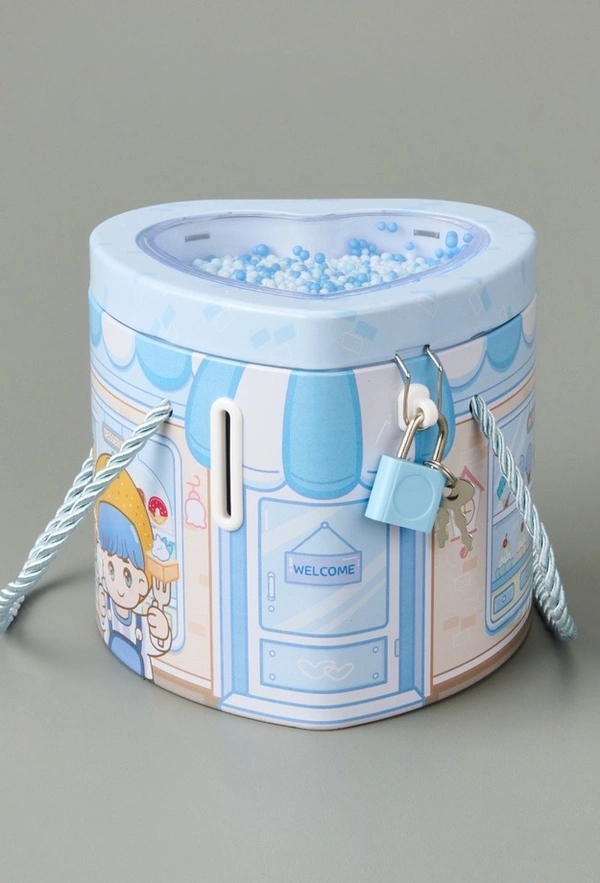 KPM Kalp Kilitli Metal Kumbara - Asorti
- 12x14 cm