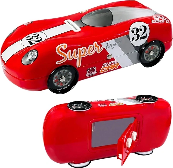 FunBlast Piggy Bank - Super Car Coin Box with Password Lock & Moving Wheel for Kids, Money Saving Metal Piggy Bank for Kids, Coin Box for Kid, Money Bank (Red)