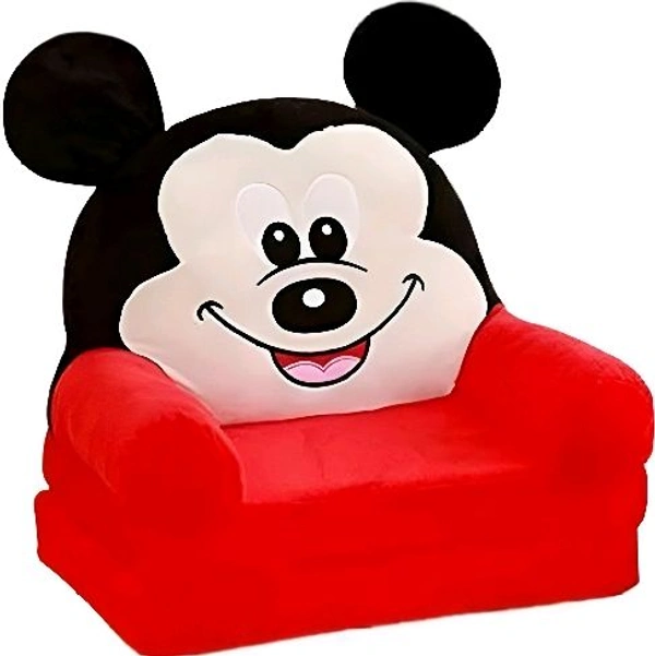 Mickey Mouse Sofa Seat Chair Baby Sofa Cum Bed and Chair for Kids Comfort (Red)