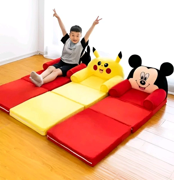 Mickey Mouse Sofa Seat Chair Baby Sofa Cum Bed and Chair for Kids Comfort (Red)