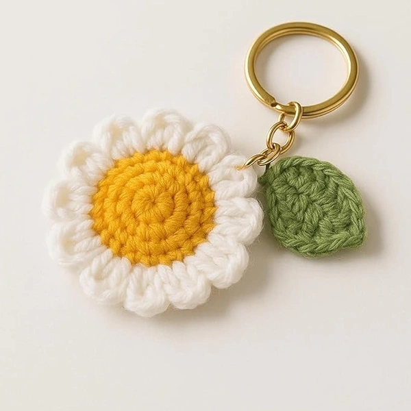 Sunflower Crochet Keychain