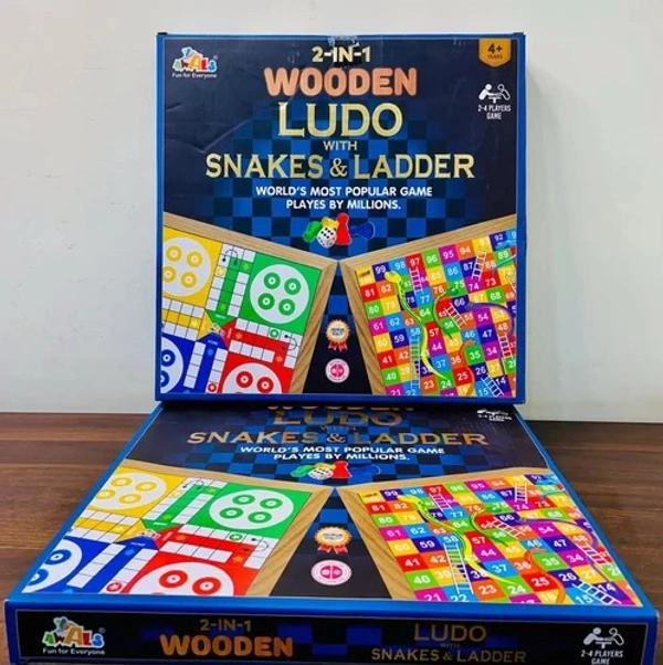 Wooden Ludo With Snake And Ladders