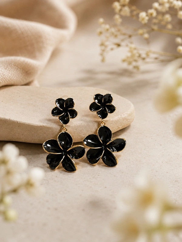 Black Flower Earring 