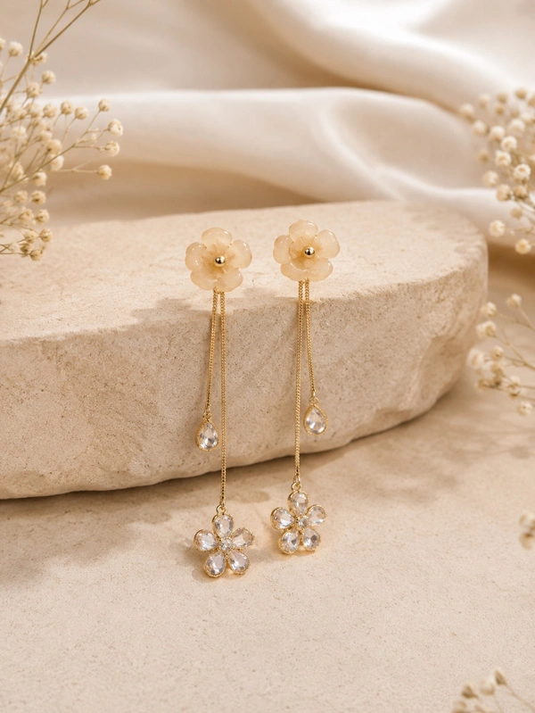 Gold Anti Tarnish Flower Earring