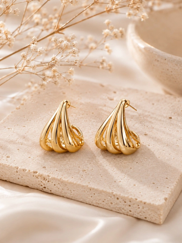 Anti Tarnish Three Lining Earrings 