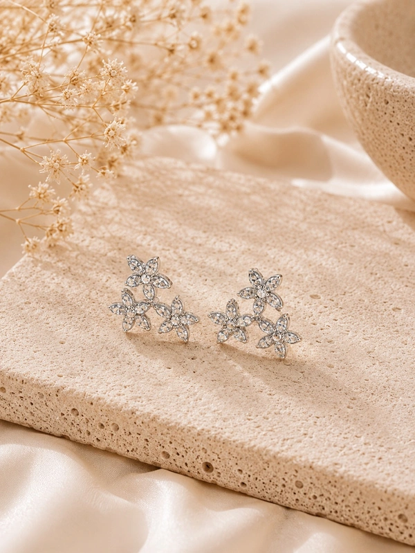 Three Flower Diamond Earring