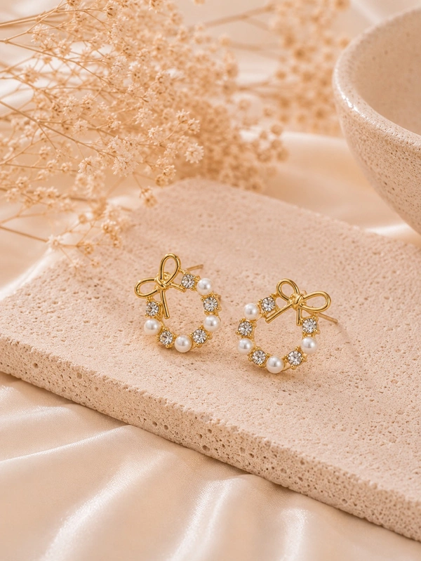 Bow Ring With Diamonds Earring 