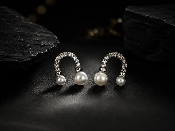 U Shape With Joint Pearl Earring 