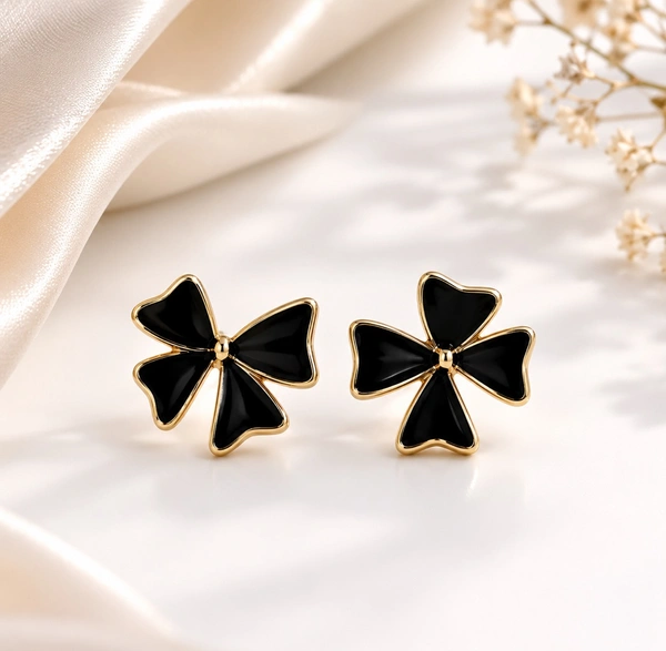 Black Bow Earrings