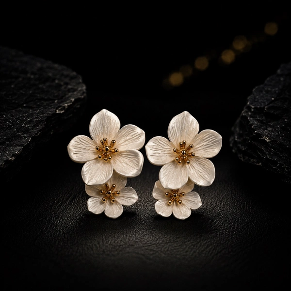 White Double Layer Earrings 