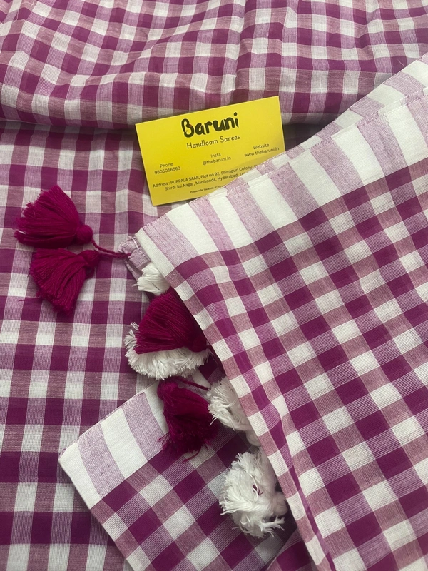 Checks style mul cotton saree