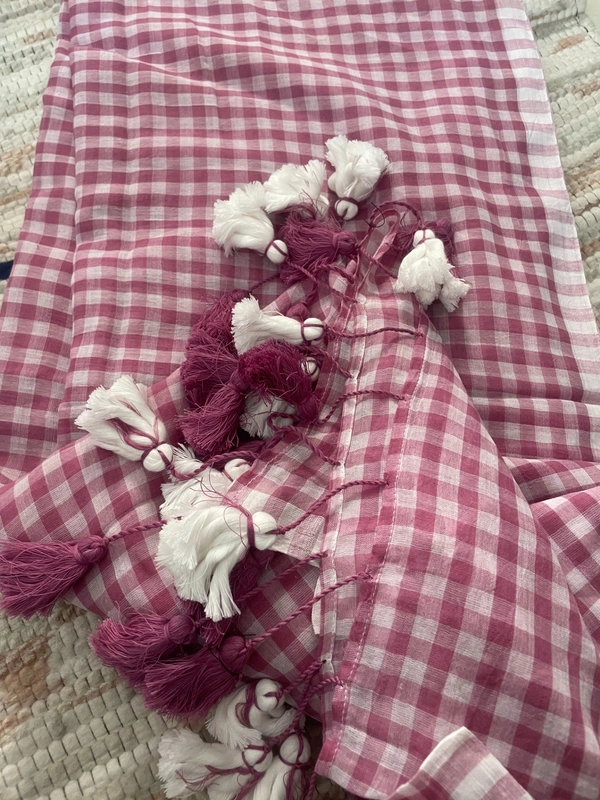 Mini Checks mul cotton saree