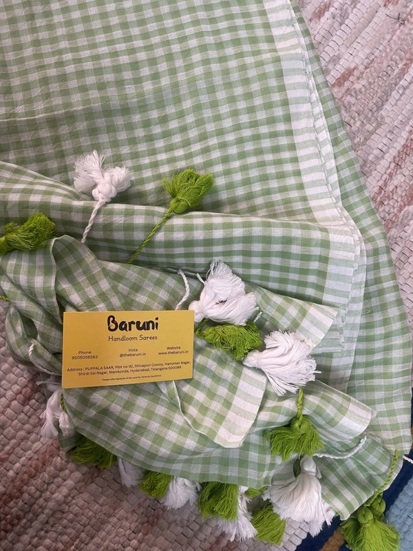 Mini Checks mul cotton saree