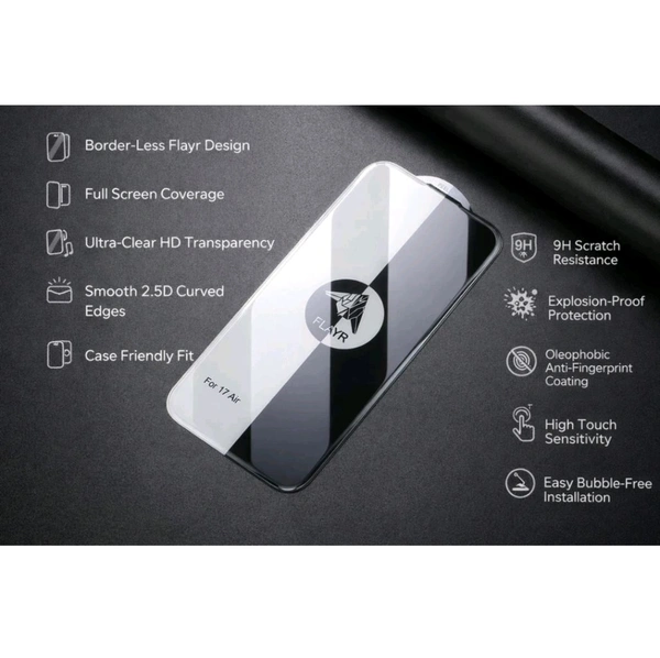 Tempered Glass Guard for IPHONE 16PROMAX FLAYR HIGH QUALITY TEMPERED GLASS WITHOUT BLACK BORDER ON SIDES | FULL CLEAR SCREEN PROTECTOR | 9H HARDNESS | EXPLOSION PROOF | (Pack of 1)