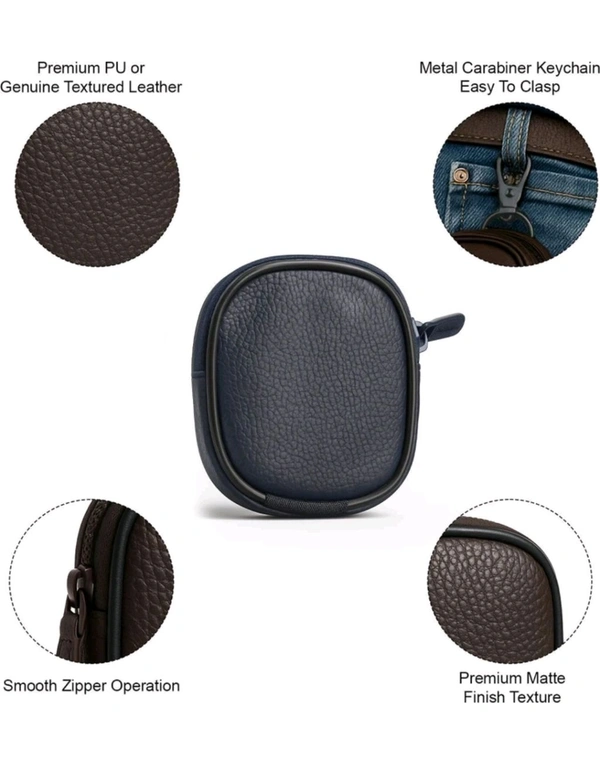 Royal HICLE Leather Zipper Earbuds Case For Universal, EarBuds, AirPods (Brown)