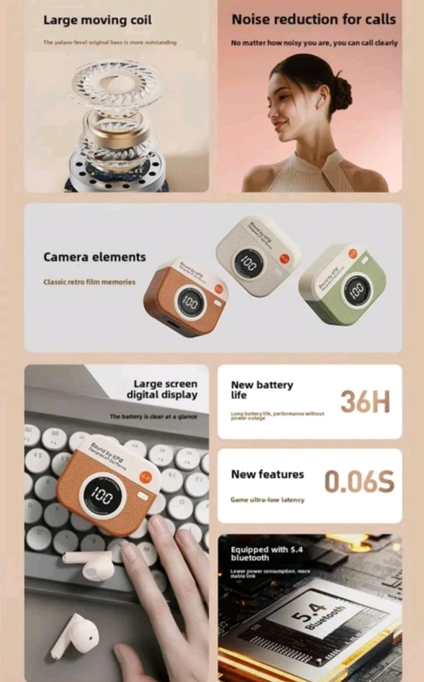 Soney AURA TWS with Bluetooth V5.3, 36hrs Playtime, Low Latency, High Performance Bluetooth Headset (Orange, True Wireless)