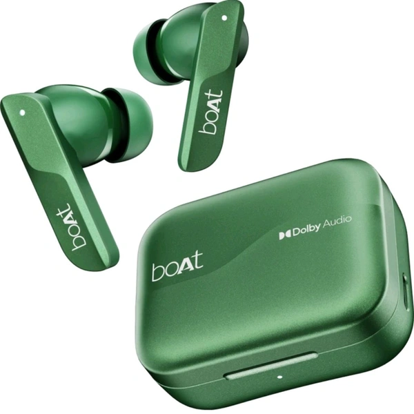 Airdopes 800 w/ Dolby Audio, 4 Mics Al-ENx Tech, Titanium Drivers & ASAP Charge Bluetooth Headset (Interstellar Green, True Wireless)