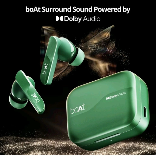 Airdopes 800 w/ Dolby Audio, 4 Mics Al-ENx Tech, Titanium Drivers & ASAP Charge Bluetooth Headset (Interstellar Green, True Wireless) - Mine Shaft