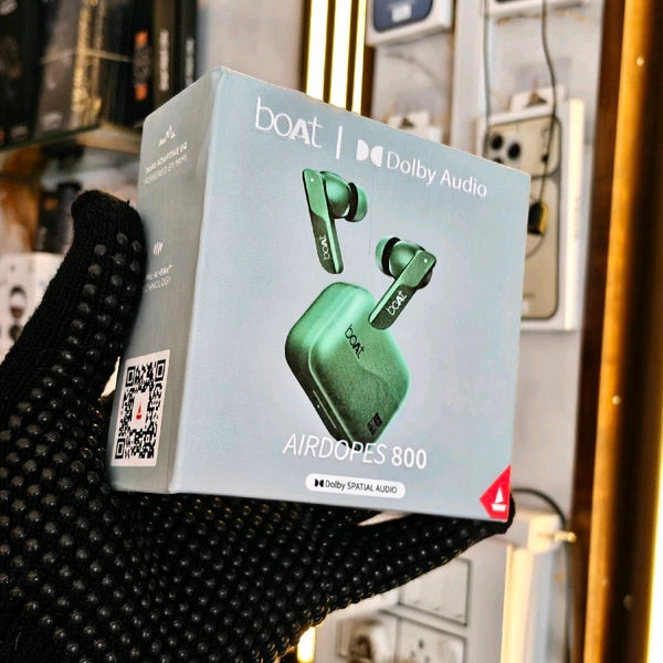 Airdopes 800 w/ Dolby Audio, 4 Mics Al-ENx Tech, Titanium Drivers & ASAP Charge Bluetooth Headset (Interstellar Green, True Wireless) - Mine Shaft