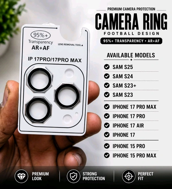 iPhone 17promax Back Camera Lens Ring Guard Protector (Pack of: 1) - SILVER
