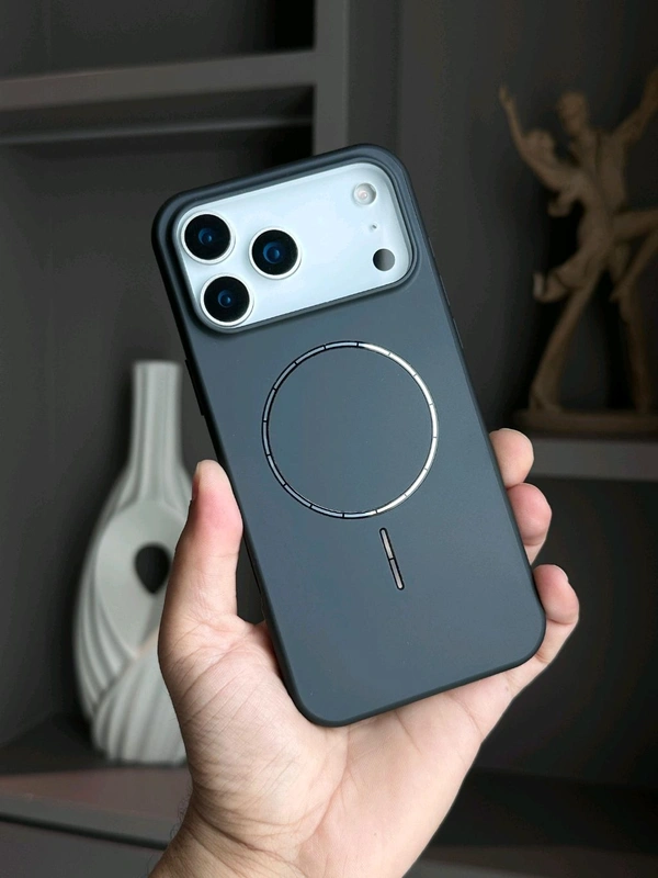 iPhone16promax SHINY MAGSAFE SILICON LOOK PC+TPU CASE -V248 - Blue