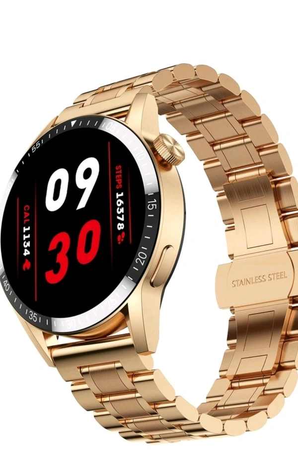 Fire-Boltt Ultimate 35.3mm (1.39) Stainless Steel Luxury Bluetooth Calling, 120+ Sports Smartwatch (Gold Strap, Free Size)