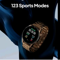 Fire-Boltt Ultimate 35.3mm (1.39) Stainless Steel Luxury Bluetooth Calling, 120+ Sports Smartwatch (Gold Strap, Free Size)