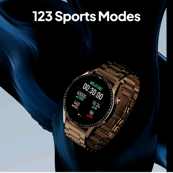 Fire-Boltt Ultimate 35.3mm (1.39) Stainless Steel Luxury Bluetooth Calling, 120+ Sports Smartwatch (Gold Strap, Free Size)