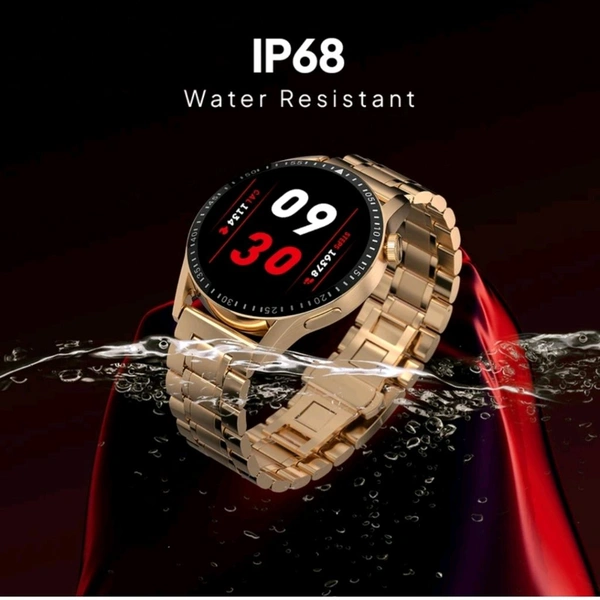 Fire-Boltt Ultimate 35.3mm (1.39) Stainless Steel Luxury Bluetooth Calling, 120+ Sports Smartwatch (Gold Strap, Free Size)