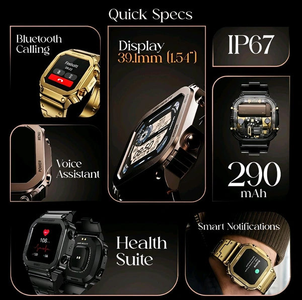 Fire-Boltt Retro 39.1mm (1.54) Display, Bluetooth call, Voice Assistance, Steel Straps Smartwatch (Rose Gold Strap, Free Size)