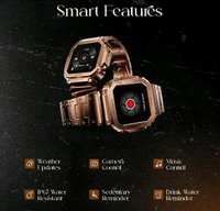 Fire-Boltt Retro 39.1mm (1.54) Display, Bluetooth call, Voice Assistance, Steel Straps Smartwatch (Rose Gold Strap, Free Size)