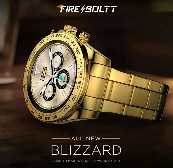 Fire-Boltt Blizzard BT Calling Smartwatch with 32.5mm 1.28 inch Display & Stainless Steel Body (Gold)