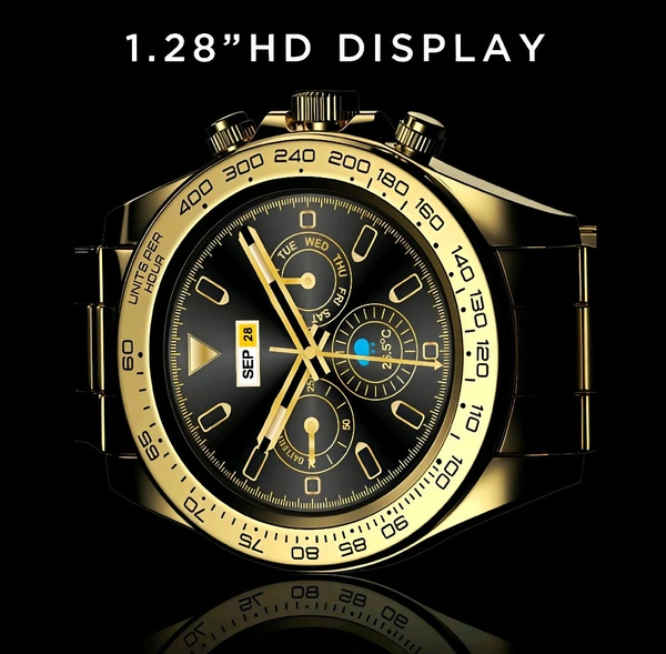 Fire-Boltt Blizzard BT Calling Smartwatch with 32.5mm 1.28 inch Display & Stainless Steel Body (Gold)